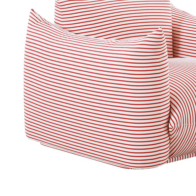Image 2 TOV Saint Tropez 42" Wide Pearl and Red Strip Stuffed Outdoor Armchair more views