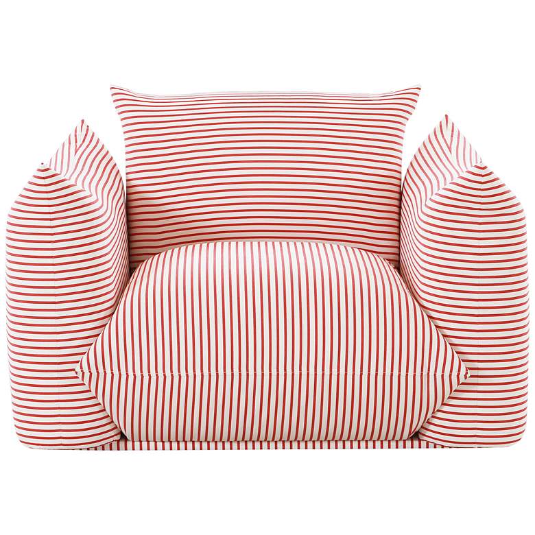 Image 3 TOV Saint Tropez 42" Wide Pearl and Red Strip Stuffed Outdoor Armchair more views