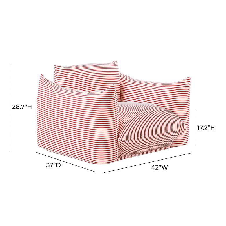 Image 5 TOV Saint Tropez 42" Wide Pearl and Red Strip Stuffed Outdoor Armchair more views