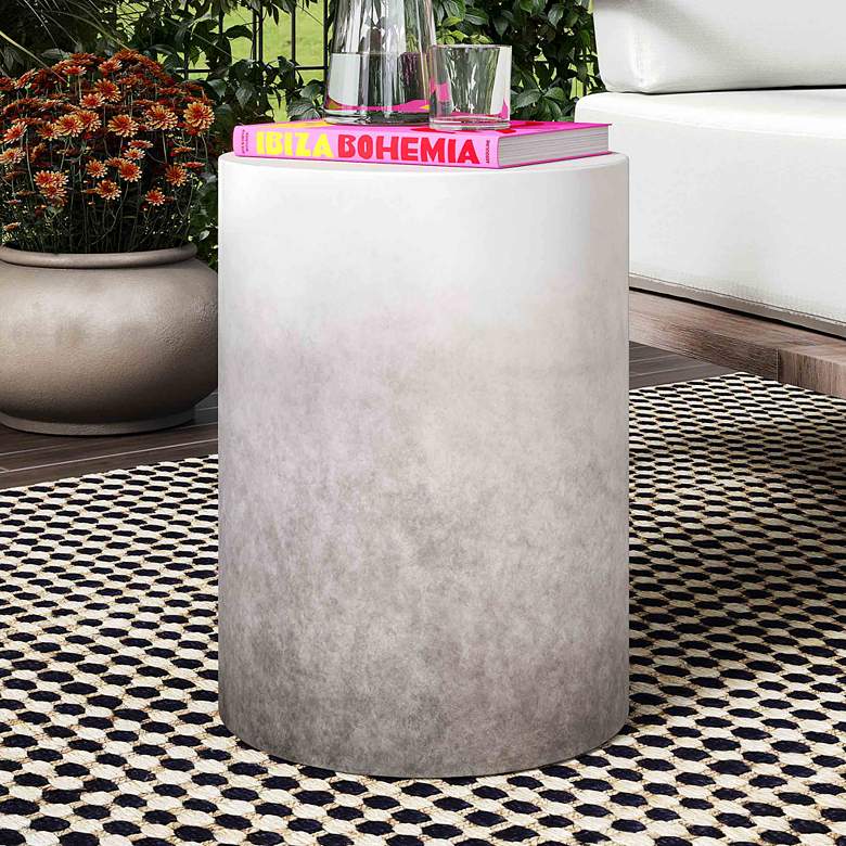 Image 1 TOV Sarana 13" Wide Gray Ombre Round Modern Concrete Accent Stool