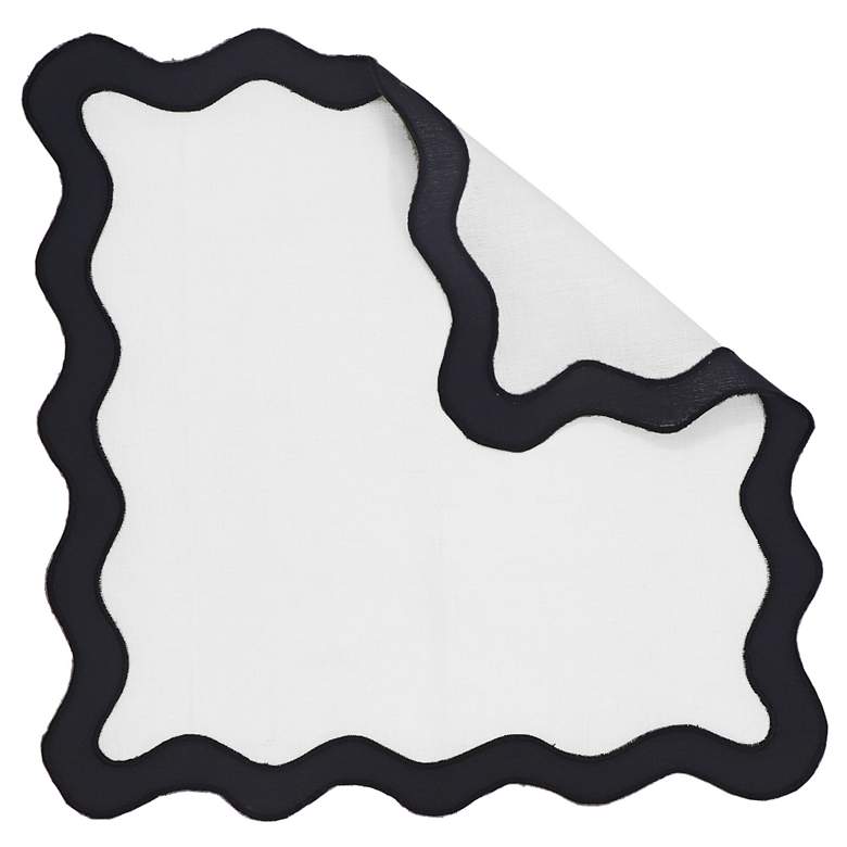 Image 3 TOV Scalloped Edge Black and White Cotton Placemats Set of 4 more views