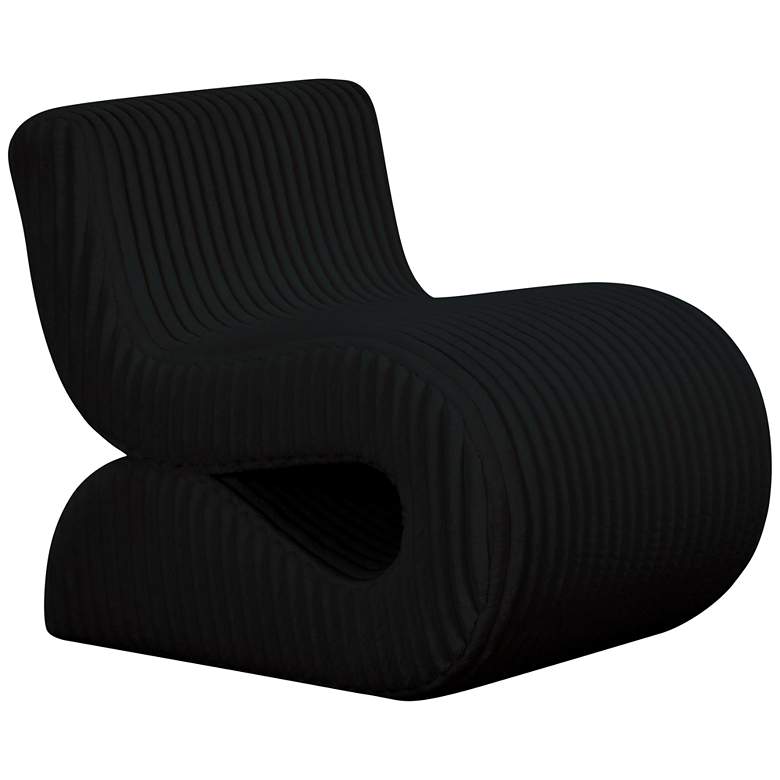 Image 2 TOV Senna 22" Wide Black Corduroy Fabric Oversized Modern Accent Chair
