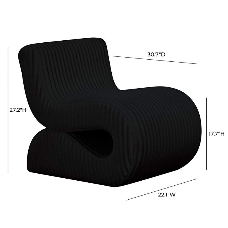 Image 6 TOV Senna 22" Wide Black Corduroy Fabric Oversized Modern Accent Chair more views
