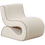 2_TOV Senna 22" Wide Cream Basketweave Tweed Modern Wiggle Accent Chair