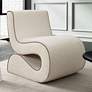 1_TOV Senna 22" Wide Cream Basketweave Tweed Modern Wiggle Accent Chair
