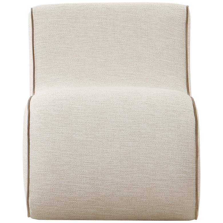 Image 4 TOV Senna 22" Wide Cream Basketweave Tweed Modern Wiggle Accent Chair more views