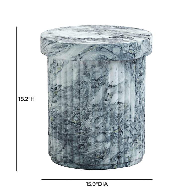 Image 6 TOV Serafina 16" Wide Faux Marble Indoor-Outdoor Concrete Side Table more views