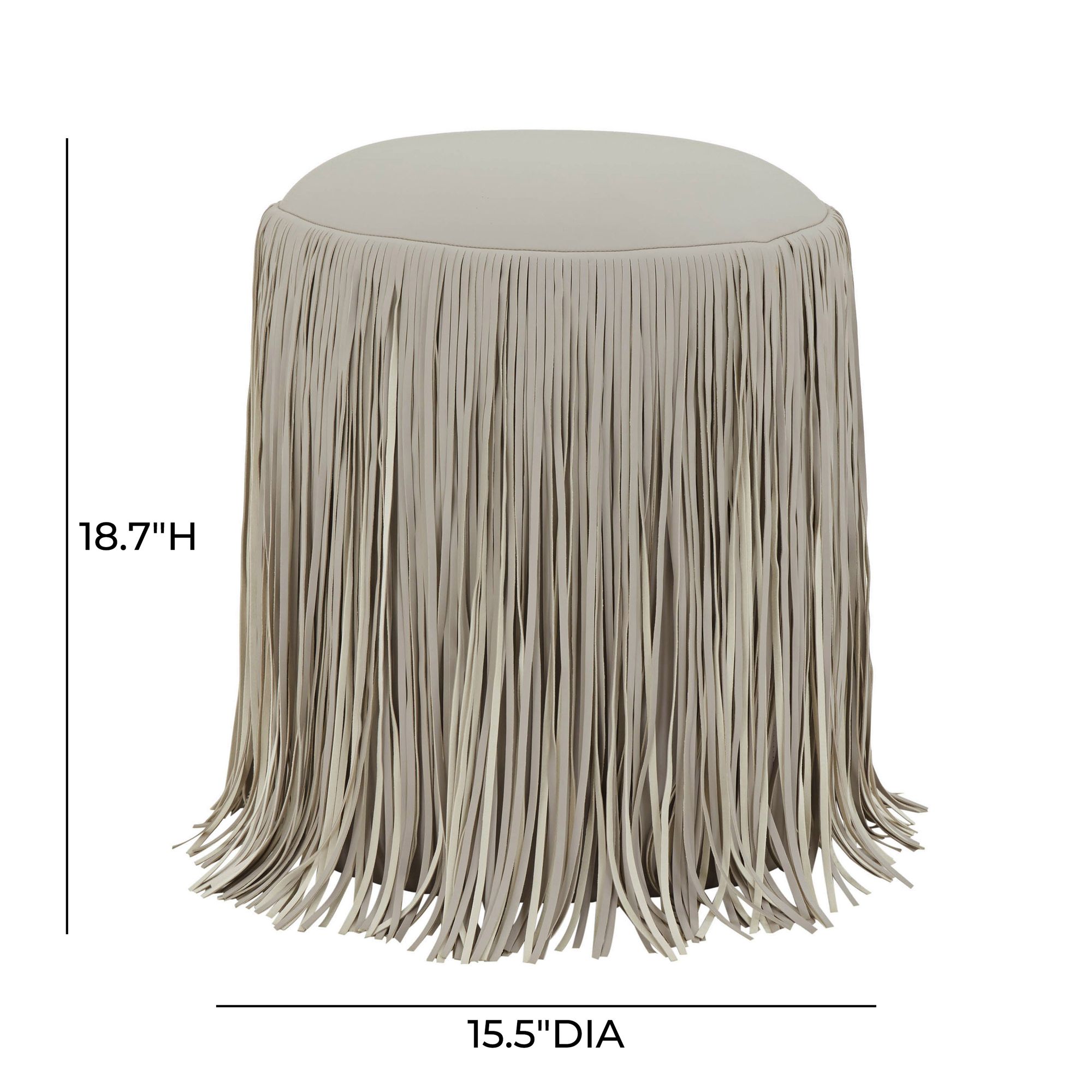 Image 4 TOV Shag Me 15 1/2" Wide Gray Performance Vegan Leather Round Ottoman more views