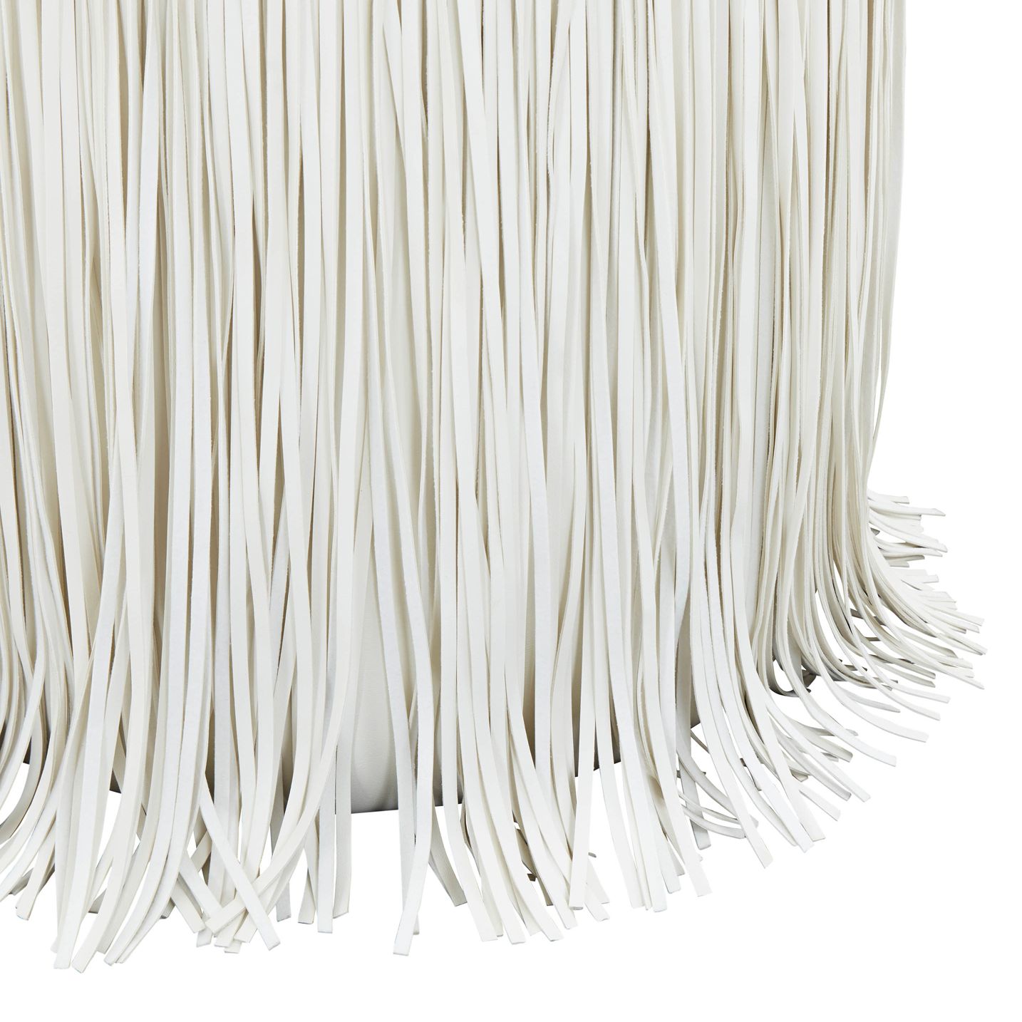 Image 3 TOV Shag Me 15 1/2" Wide Ivory Performance Vegan Leather Round Ottoman more views