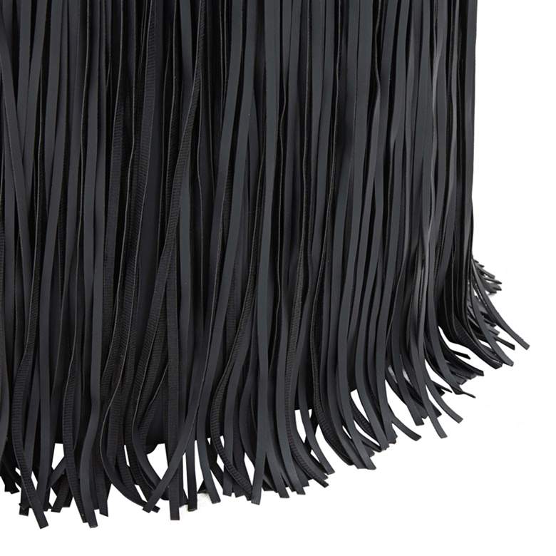 Image 2 TOV Shag Me Black Performance Vegan Leather Round Ottoman more views