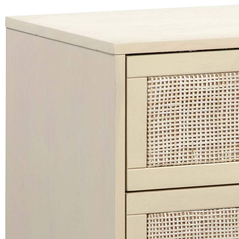 Image 3 TOV Sierra 22" Wide Buttermilk Rubberwood and Iron 2-Drawer Nightstand more views