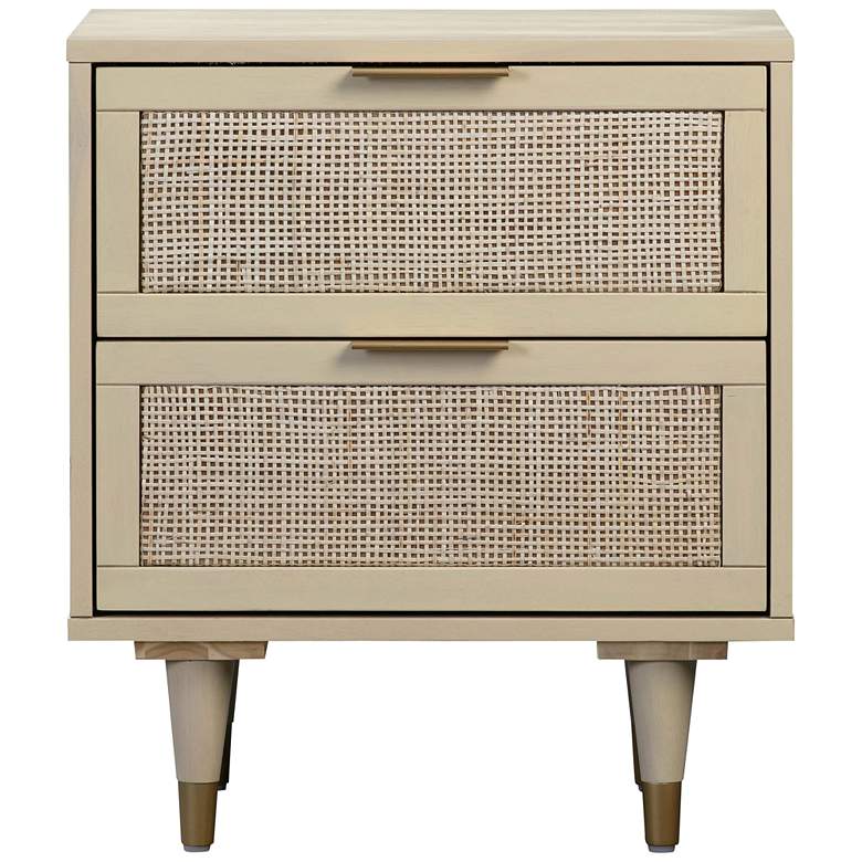 Image 6 TOV Sierra 22" Wide Buttermilk Rubberwood and Iron 2-Drawer Nightstand more views