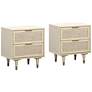 1_TOV Sierra 22" Wide Iron and Buttermilk Wood Nightstands Set of 2