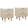 TOV Sierra 22" Wide Iron and Buttermilk Wood Nightstands Set of 2