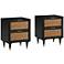 TOV Sierra 22" Wide Noir Acacia Wood 2-Drawer Nightstands Set of 2