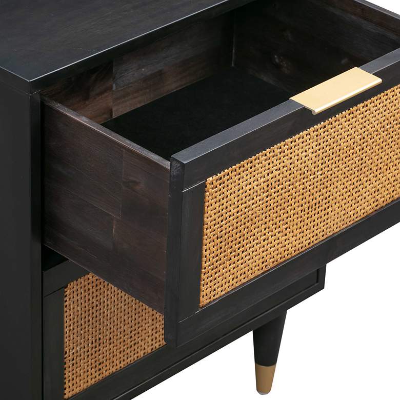 Image 2 TOV Sierra 22" Wide Noir Acacia Wood 2-Drawer Nightstands Set of 2 more views