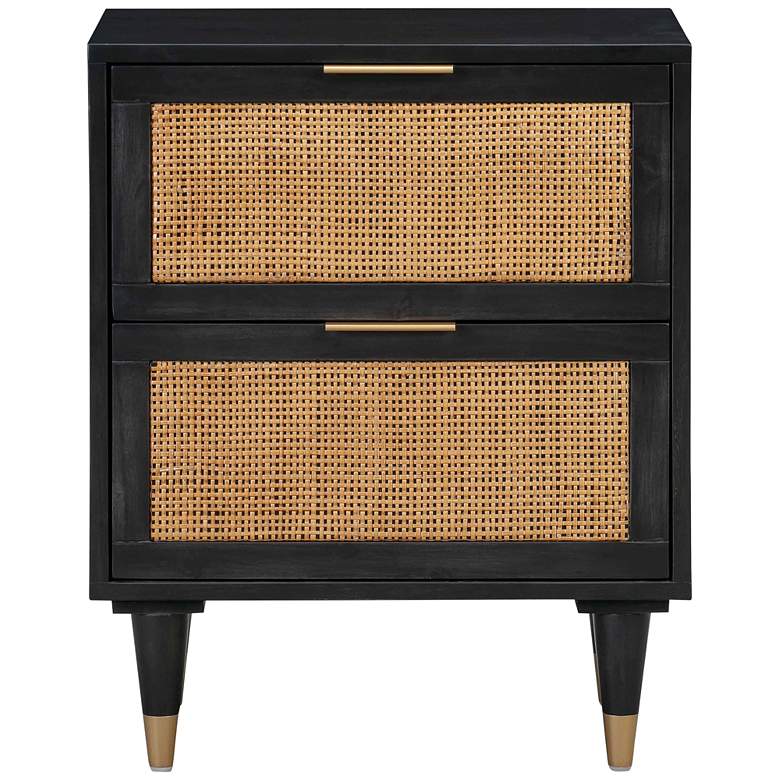 Image 3 TOV Sierra 22" Wide Noir Acacia Wood 2-Drawer Nightstands Set of 2 more views