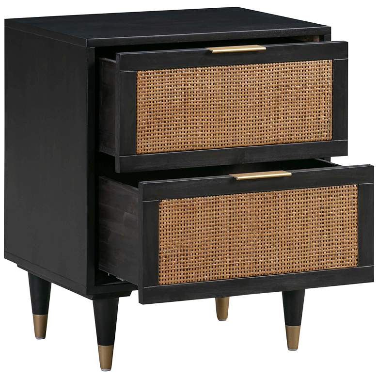 Image 4 TOV Sierra 22" Wide Noir Acacia Wood 2-Drawer Nightstands Set of 2 more views