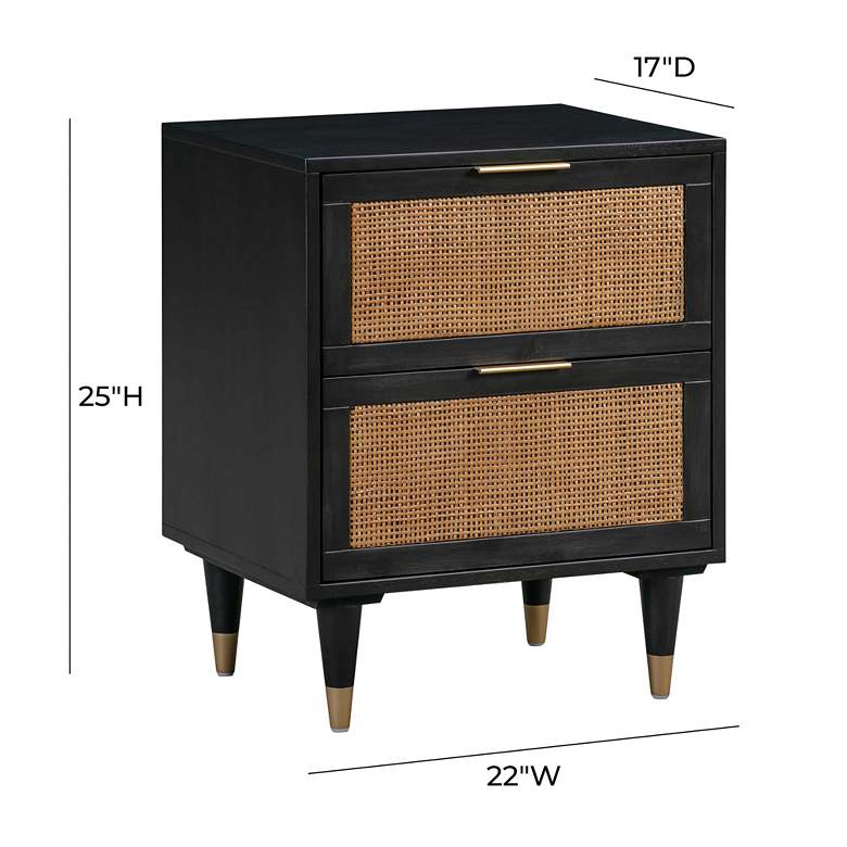 Image 6 TOV Sierra 22" Wide Noir Acacia Wood 2-Drawer Nightstands Set of 2 more views