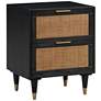 2_TOV Sierra 22" Wide Noir Black Acacia Wood 2-Drawer Nightstand