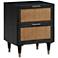TOV Sierra 22" Wide Noir Black Acacia Wood 2-Drawer Nightstand