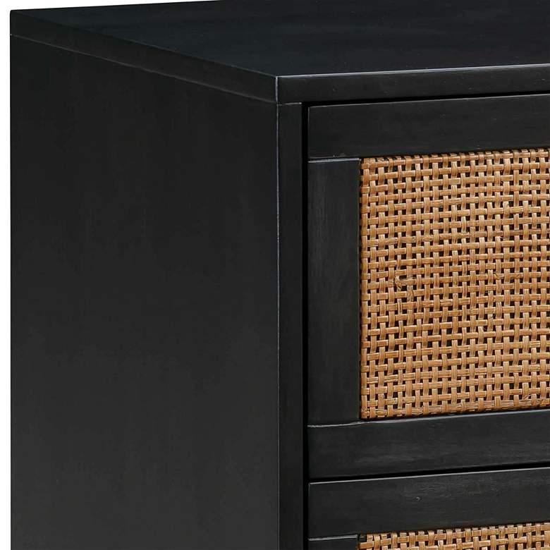 Image 3 TOV Sierra 22" Wide Noir Black Acacia Wood 2-Drawer Nightstand more views