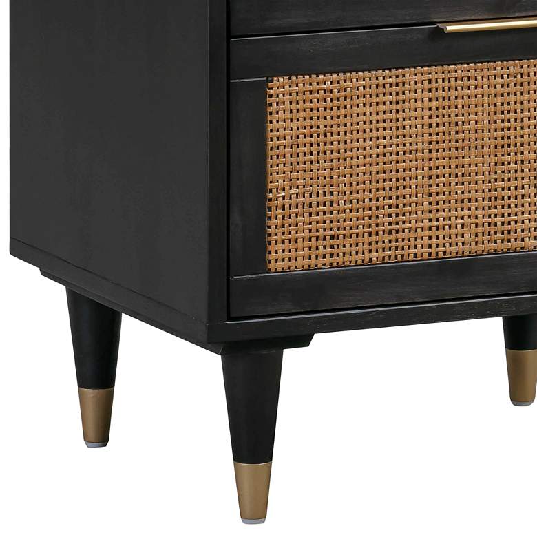 Image 4 TOV Sierra 22" Wide Noir Black Acacia Wood 2-Drawer Nightstand more views