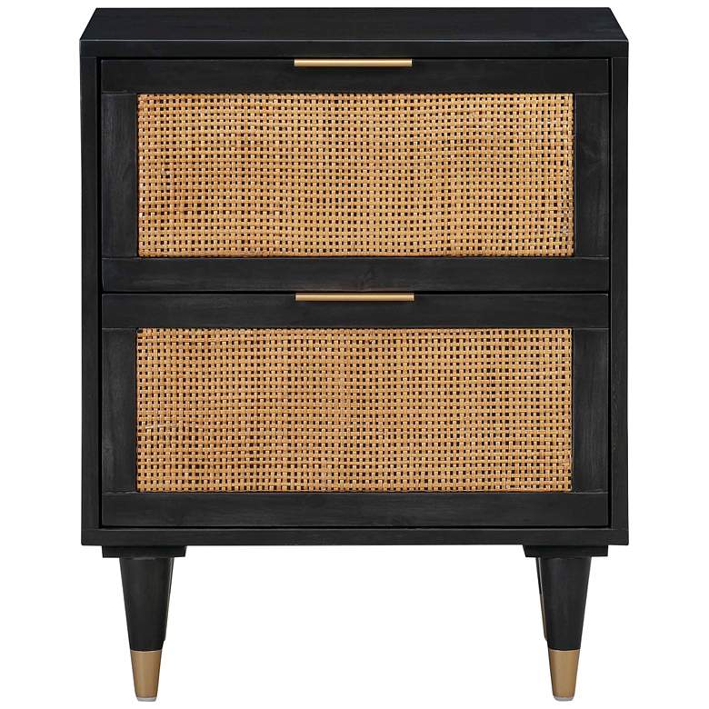 Image 6 TOV Sierra 22" Wide Noir Black Acacia Wood 2-Drawer Nightstand more views