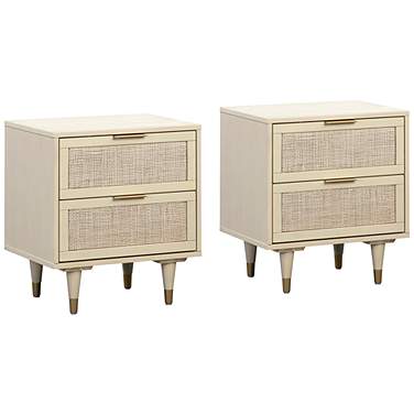 TOV Sierra 22" Wide Iron and Buttermilk Wood Nightstands Set of 2
