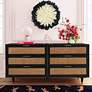 1_TOV Sierra 60" Wide Noir Acacia Wood and Iron 6-Drawer Dresser