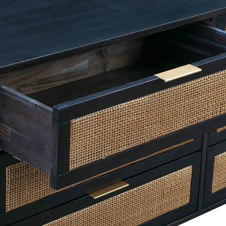 Image 5 TOV Sierra 60" Wide Noir Acacia Wood and Iron 6-Drawer Dresser more views
