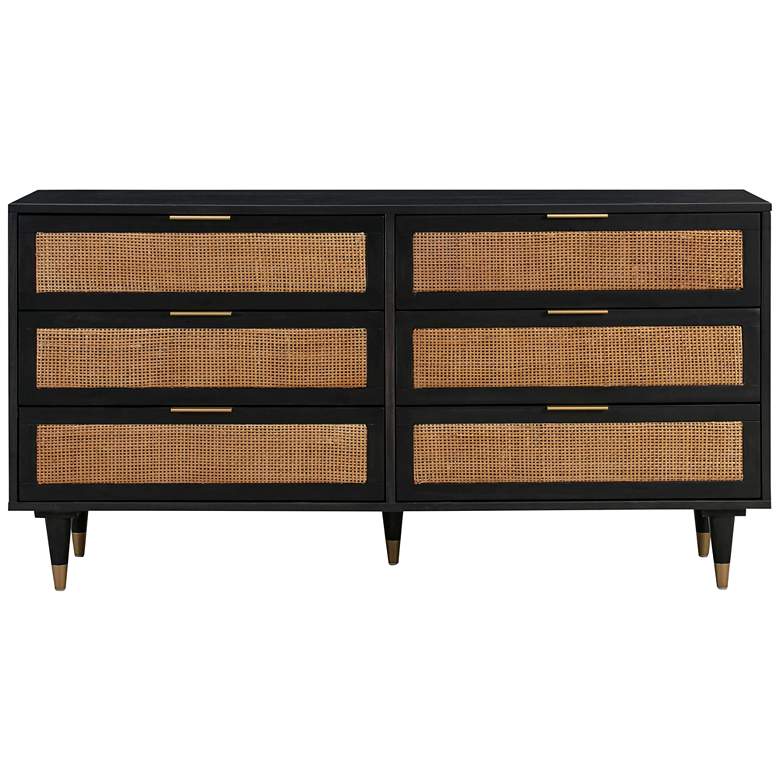 Image 7 TOV Sierra 60" Wide Noir Acacia Wood and Iron 6-Drawer Dresser more views