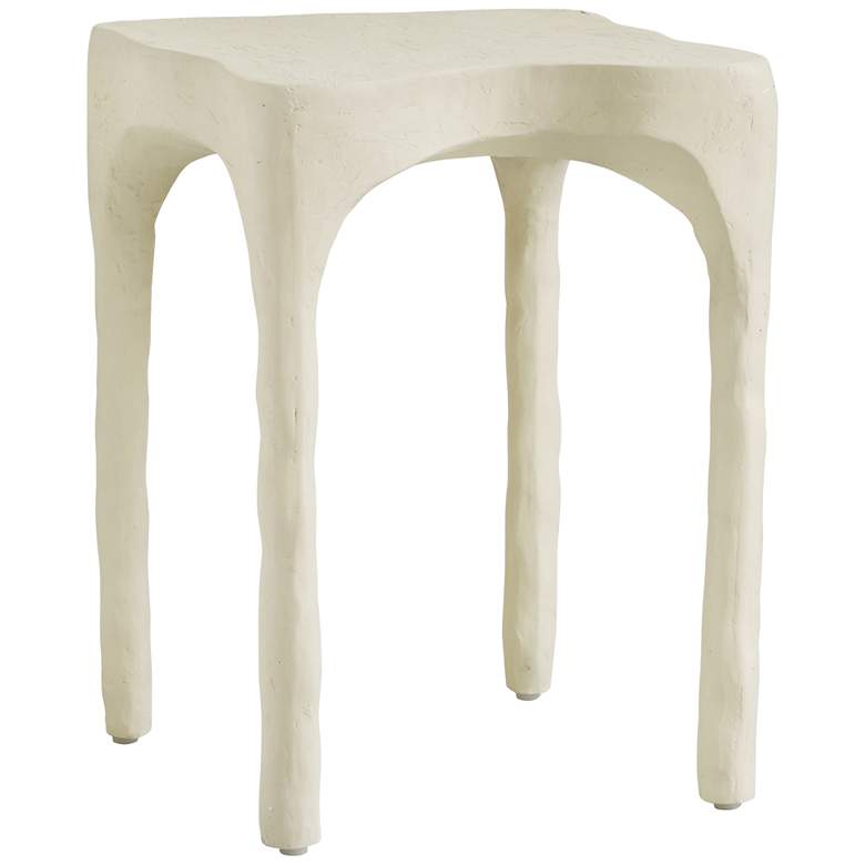 Image 2 TOV Skully 15" Wide Cream Textured Fiber Stone Square Side Table