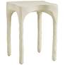 2_TOV Skully 15" Wide Cream Textured Fiber Stone Square Side Table