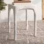 1_TOV Skully 15" Wide Cream Textured Fiber Stone Square Side Table