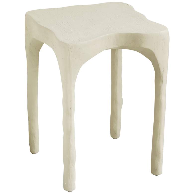 Image 4 TOV Skully 15" Wide Cream Textured Fiber Stone Square Side Table more views