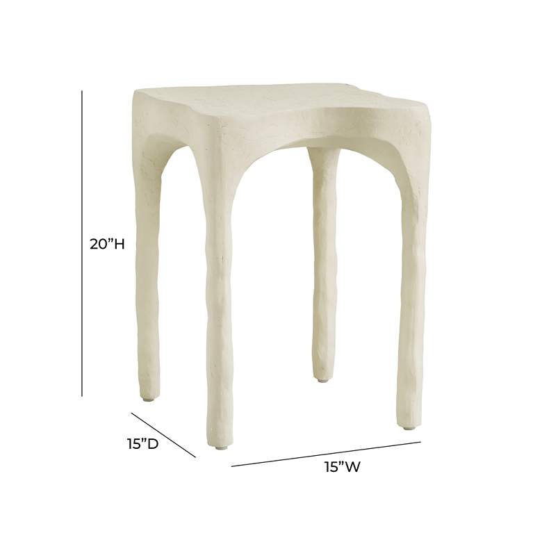 Image 5 TOV Skully 15" Wide Cream Textured Fiber Stone Square Side Table more views