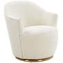 2_TOV Skyla 28 3/4" Wide Modern Luxe Cream Boucle Swivel Chair