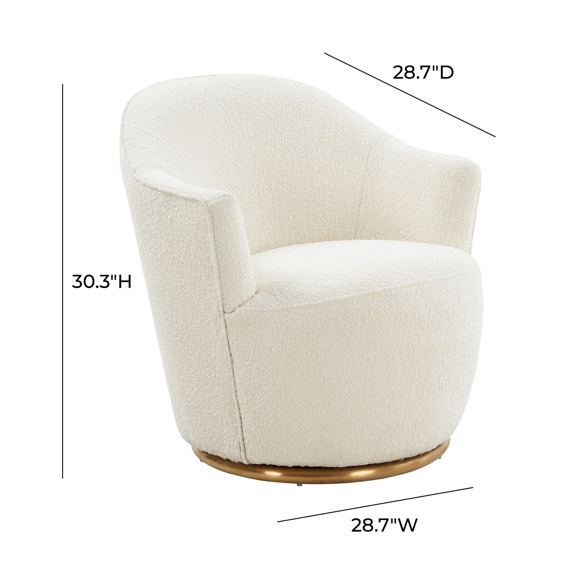 TOV Skyla 28 3/4" Wide Modern Luxe Cream Boucle Swivel Chair in scene