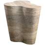 1_TOV Slab 22" Wide Modern Natural Travertine Side Table