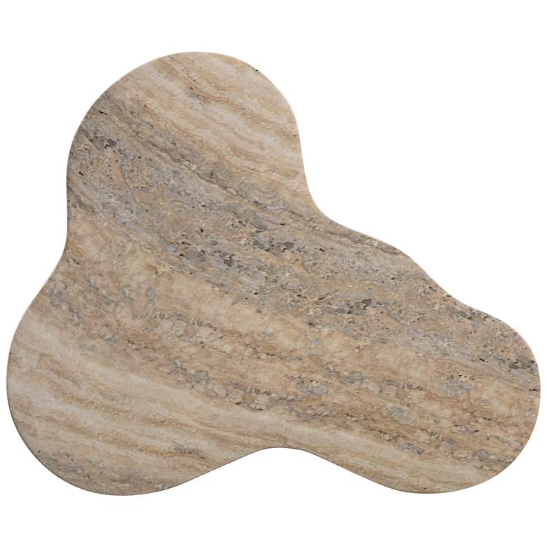 Image 2 TOV Slab 22" Wide Modern Natural Travertine Side Table more views