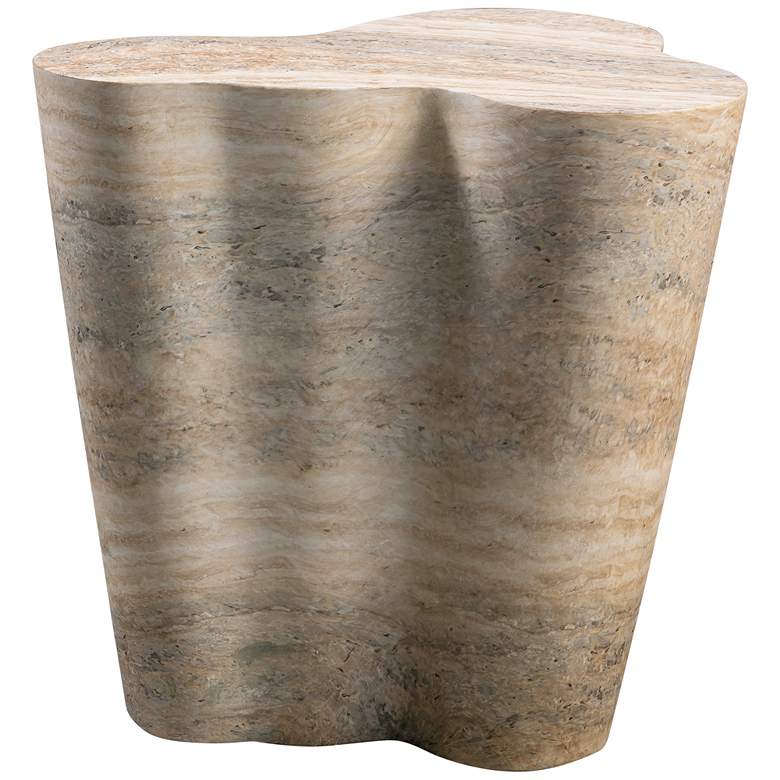 Image 4 TOV Slab 22" Wide Modern Natural Travertine Side Table more views