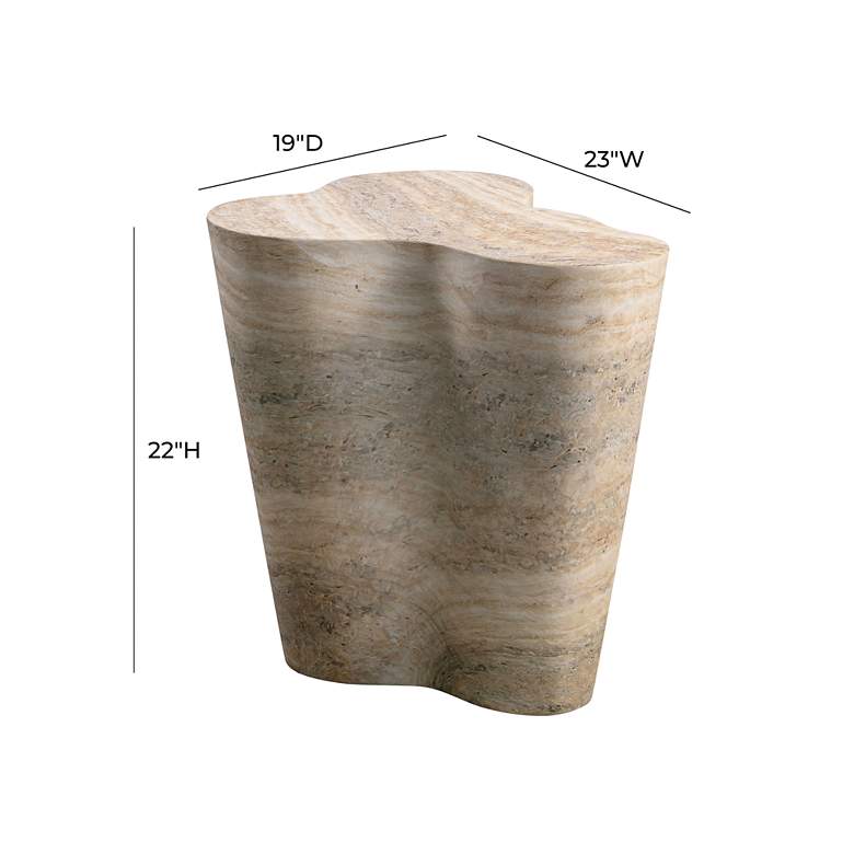 Image 6 TOV Slab 22" Wide Modern Natural Travertine Side Table more views