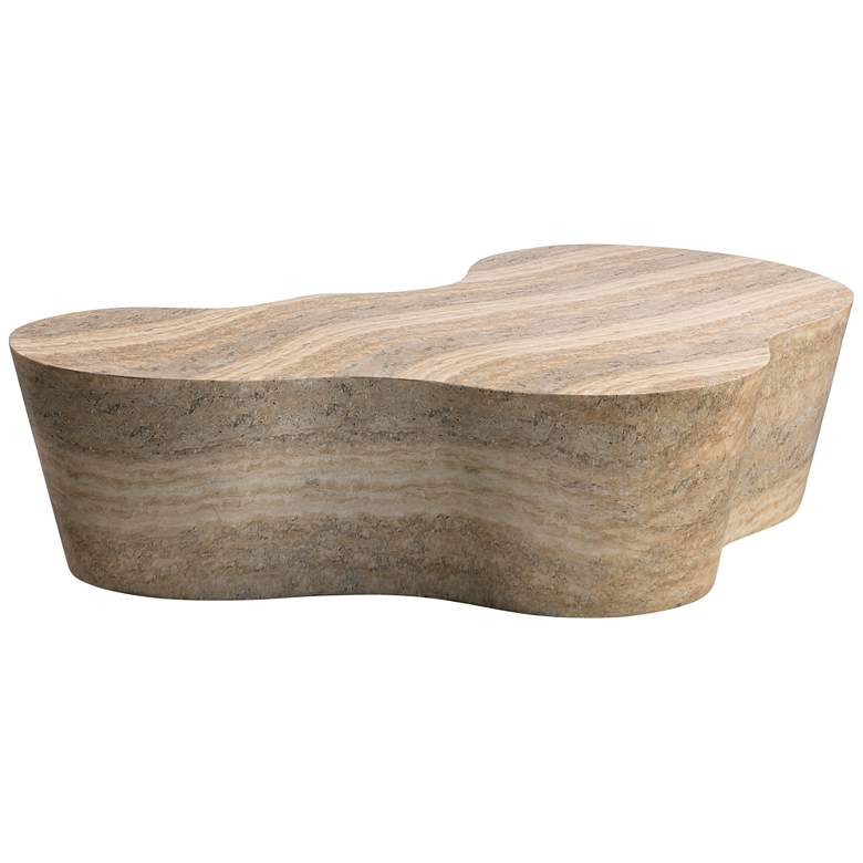 Image 2 TOV Slab 59 1/2" Wide Modern Natural Travertine Coffee Table