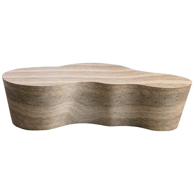 Image 5 TOV Slab 59 1/2" Wide Modern Natural Travertine Coffee Table more views