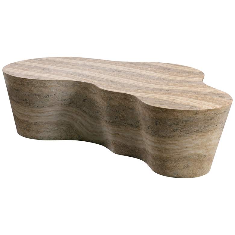 Image 6 TOV Slab 59 1/2" Wide Modern Natural Travertine Coffee Table more views