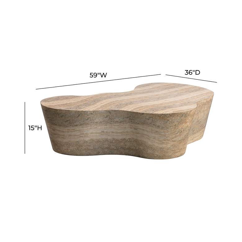 Image 7 TOV Slab 59 1/2" Wide Modern Natural Travertine Coffee Table more views