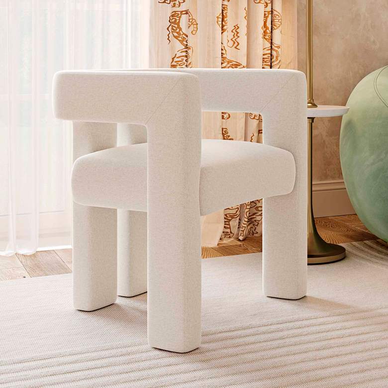 Image 2 TOV Sloane 24 1/2" Wide Modern Bone White Upcycled Fabric Accent Chair