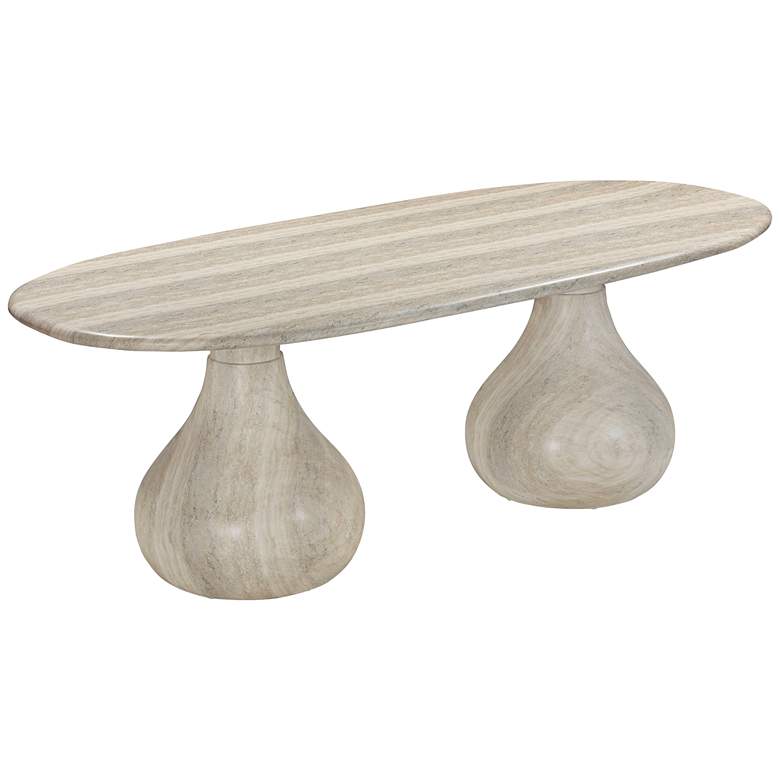 Image 2 TOV Smooch 86 1/2" Wide Faux Travertine Concrete Oval Dining Table