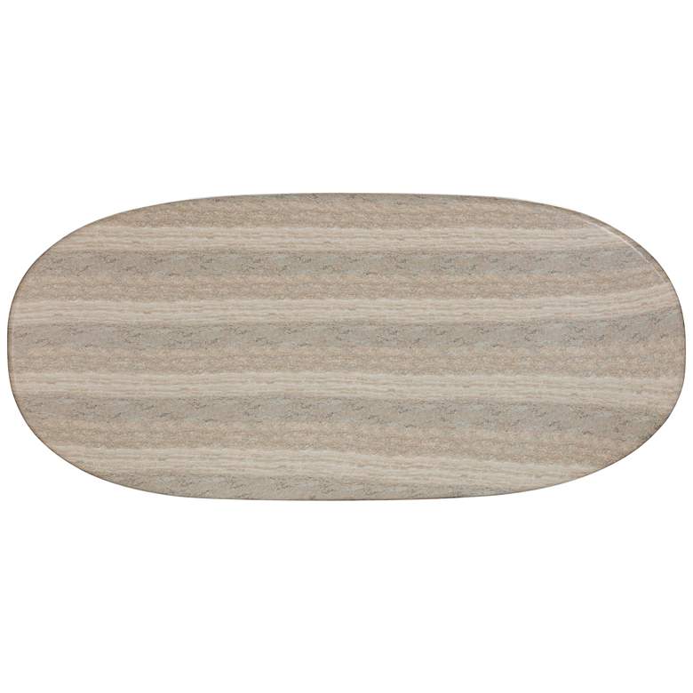 Image 4 TOV Smooch 86 1/2" Wide Faux Travertine Concrete Oval Dining Table more views